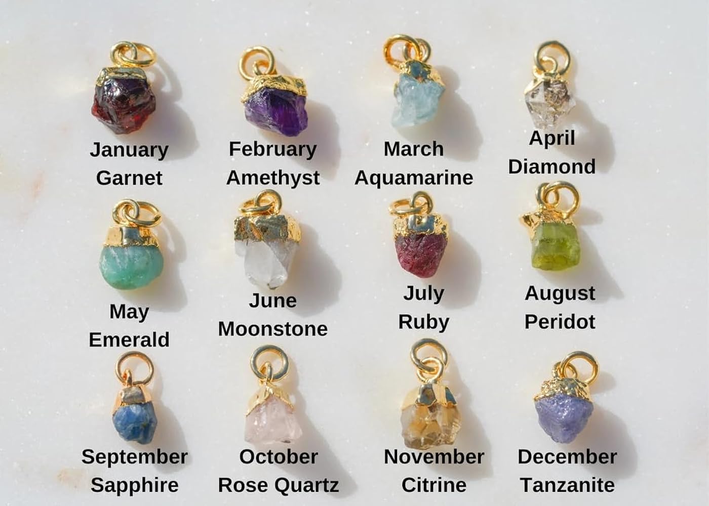新品POTETE Birth month stone clip Jan Apr Birth Gemstone Chart Gemstones By Month Chart